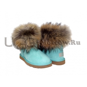 UGG Women With Fox Fur mini - Cerulean