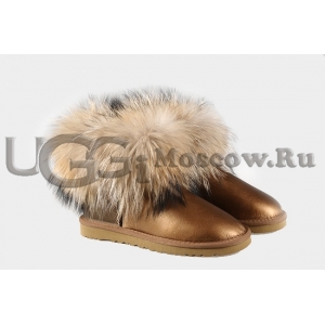 UGG Women With Fox Fur Metallic mini - Bronze