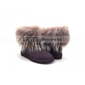 UGG Women With Fox Fur mini NEW - Chocolate