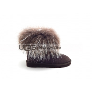 UGG Women With Fox Fur mini NEW - Chocolate