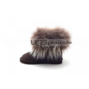 UGG Women With Fox Fur mini NEW - Chocolate