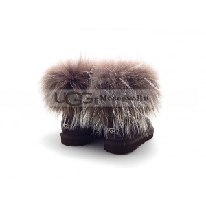 UGG Women With Fox Fur mini NEW - Chocolate