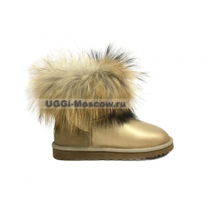 UGG Women With Fox Fur mini - Soft Gold