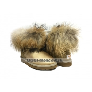 UGG Women With Fox Fur mini - Soft Gold