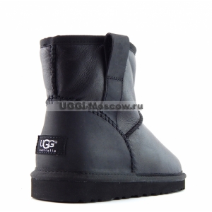 Ugg Women Classic Mini Leather STITCH - Black